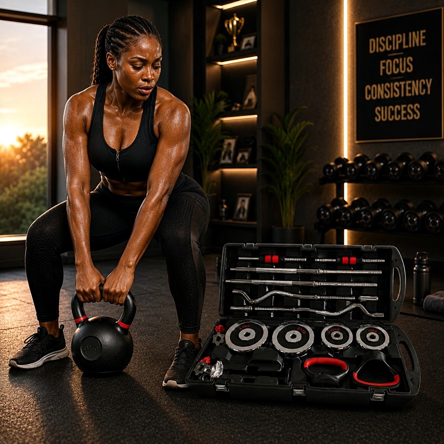 58 kg Dumb Bells with Kettle Bell - Image 2