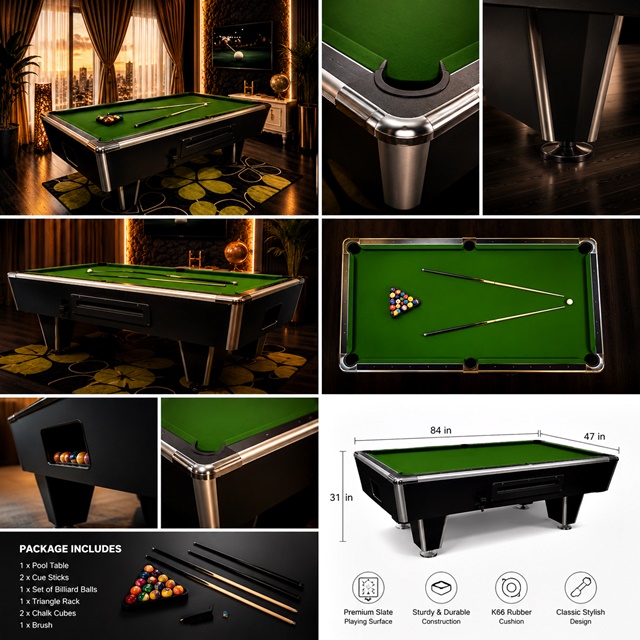 Marble Top Snooker Board with Coins 8 by 4 - Image 3