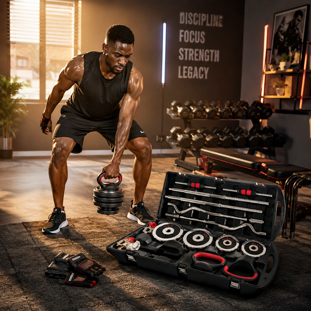 58 kg Dumb Bells with Kettle Bell - Image 3